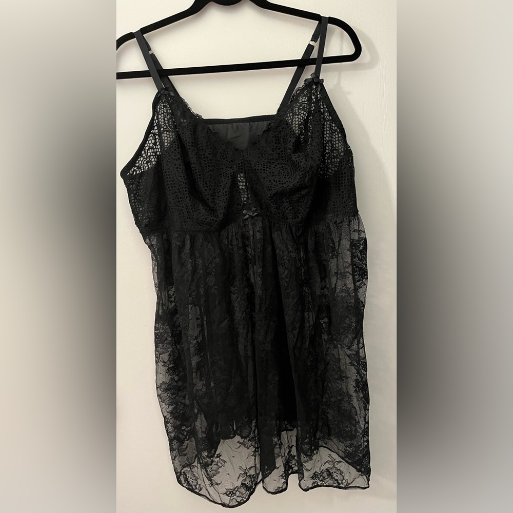 Lane Bryant Cacique Black Lace Chemise 26/28